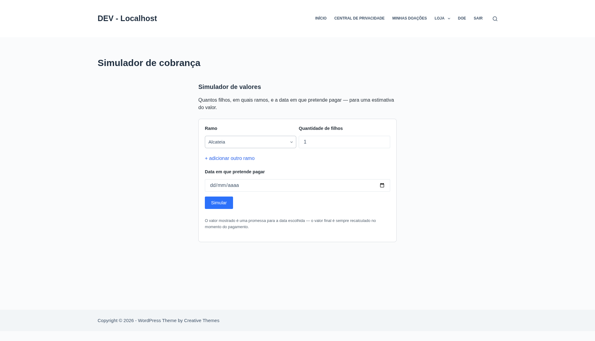 Formulário do simulador público